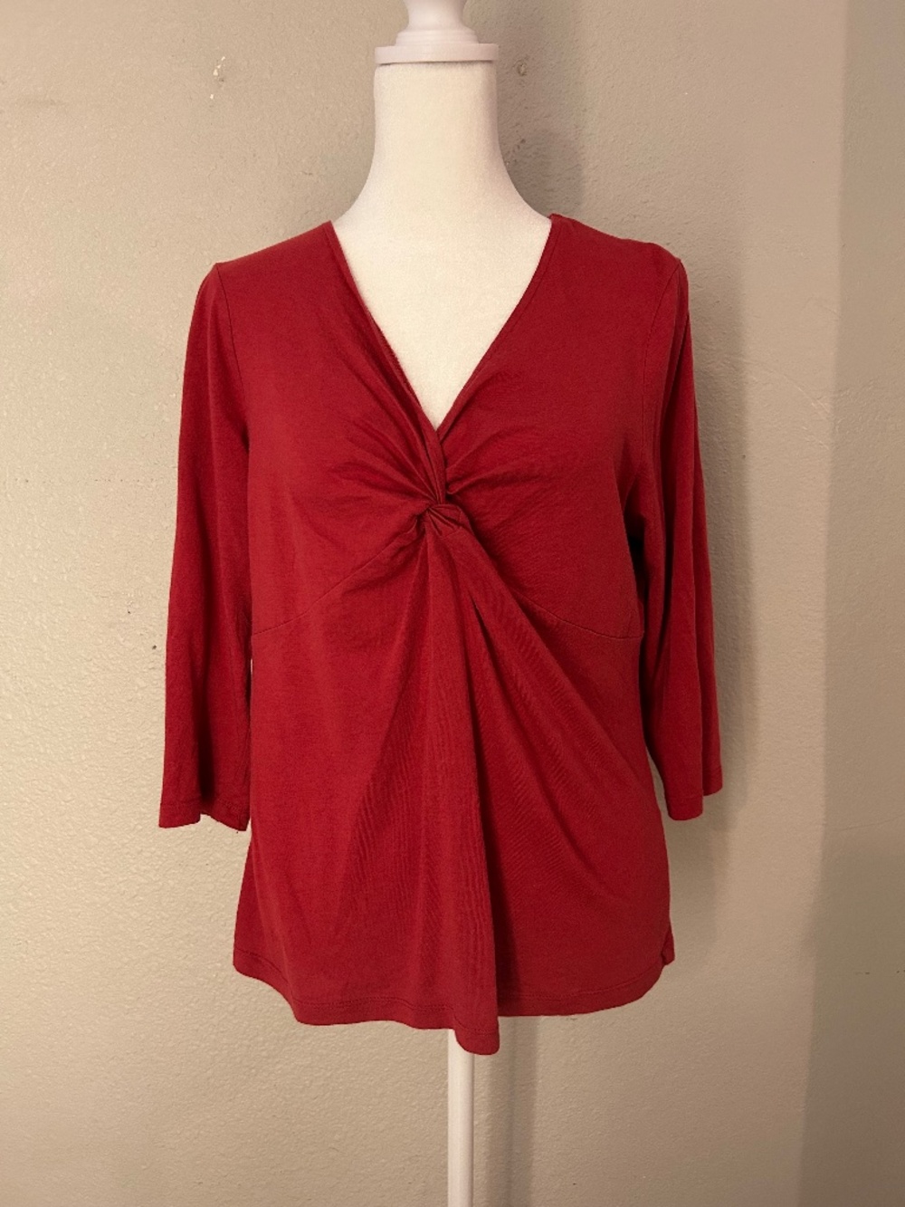 Talbots Petite Twist Front Knot V-neck long sleeve top